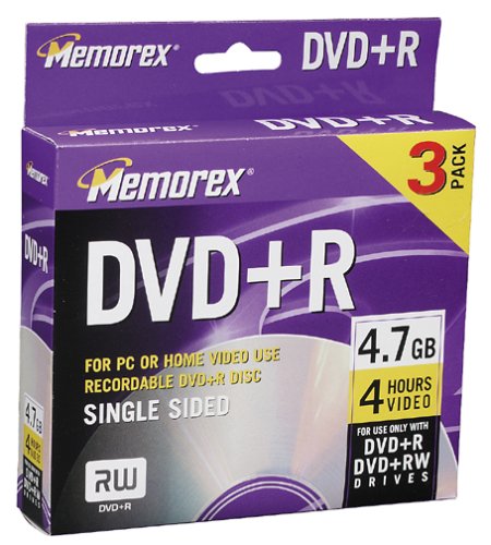 Memorex 4.7GB DVD+R Media (3-Pack)
