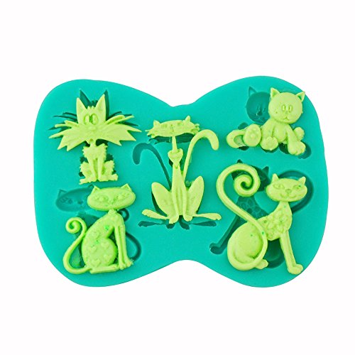 TANGCHU Cats Shape Soft Silicone Cake Mold 3.34inch Of Length Green