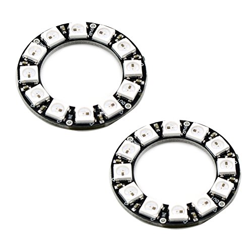 DIYmall 12 Bits 12 X WS2812 5050 RGB LED Ring Lamp Light with Integrated Drivers(pack of 2pcs)