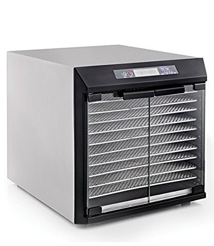 Excalibur Dehydrator EXC10EL 10-Tray Glass Doors, Stainless Steel with Stainless Steel Trays
