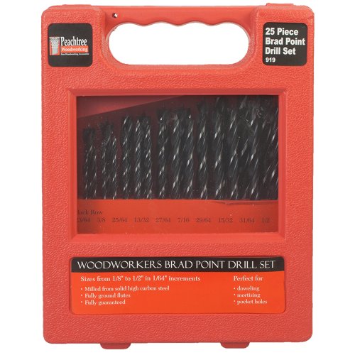 25 Piece Deluxe Brad Point Drill Bit Set BY PEACHTREE WOODWORKING PW919