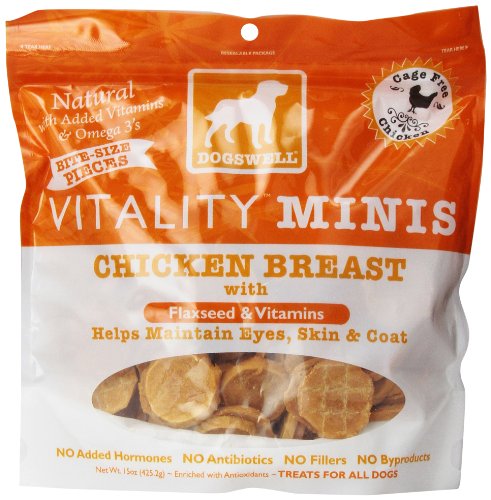Dogswell Vitality Minis Chicken Breast Jerky Dog, Treats For All Dogs, 15-Ounce Pouch
