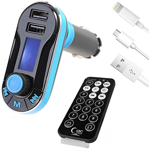 Artchros FM Transmitter, USB Car charger, Remote Control MP3 Music Player, W/High Quality 3.5mm Aux Cable & Apple 8-Pin Data/Charge Cable