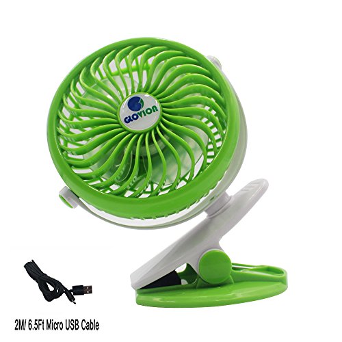 Glovion  Baby Clip Stroller Fan - USB Rechargeable Portable Fan for Indoor and Outdoor -Green
