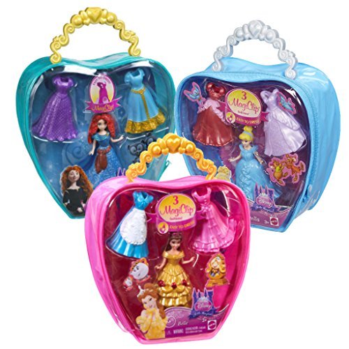 Disney Princess Magiclip Value 3 Pack Includes Cinderella, Belle, and Merida