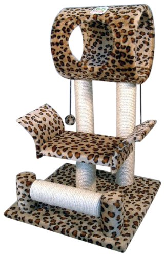 Go Pet Club Cat Tree Condo House, 18W x 17.5L x 28H Inches, Leopard