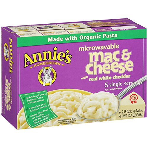 Annie's Homegrown White Cheddar Microwavable Mac & Cheese, 5-Count 2.15 Packets (Pack of 6)