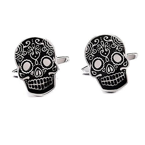 Three Keys Jewelry Stainless steel Black Brass Men's Skull Cufflinks