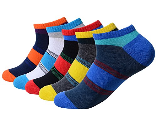 QBSM 5 Pack Mens Colorful Cotton Ankle Socks Sneaker Socks