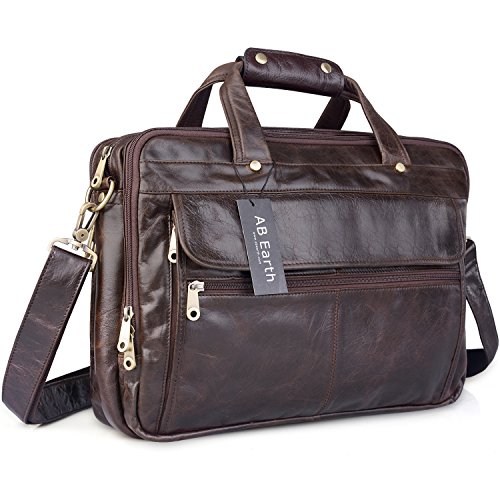 1ST 16 Men's Leather Bag Briefcase Laptop Bag Messenger Handbag,M160
