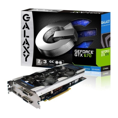 Galaxy GeForce GTX 670 GC 2 GB GDDR5 PCI Express 3.0 DVI/DVI/HDMI/DP SLI Ready Graphics Card, 67NPH6DV6KXZ Graphics Cards 67NPH6DV6KXZ
