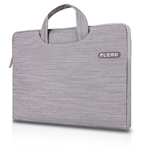 Plemo Sleeve Case Bag Briefcase for 13 - 13.5 Inch Laptop / MacBook / Surface Book / Ultrabook with Denim Fabric, Gray