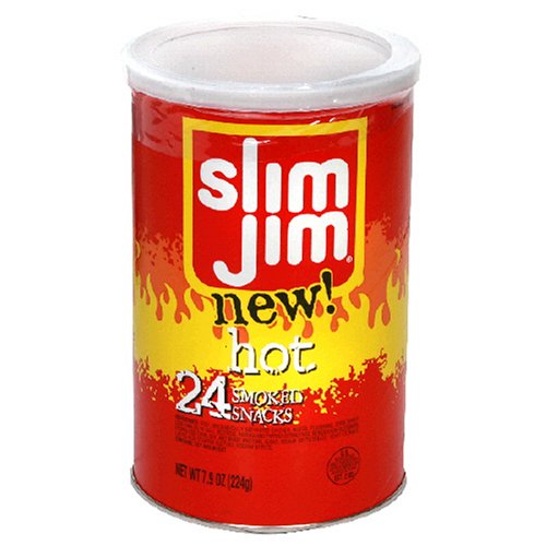 Slim Jim Meat Sticks, Hot, 24-Sticks per Canister