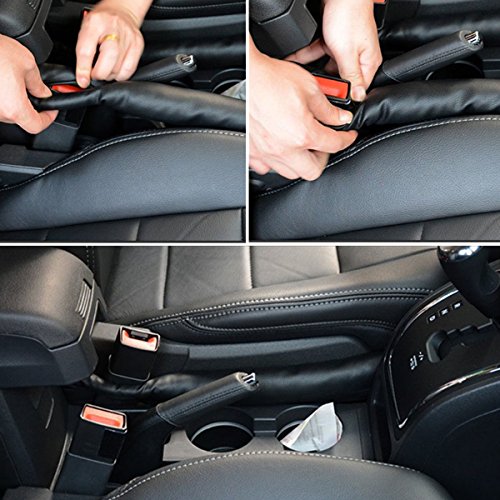 Opar Black Car Vehicle Seat Hand Gap Filler Pad PU Leather - Pair