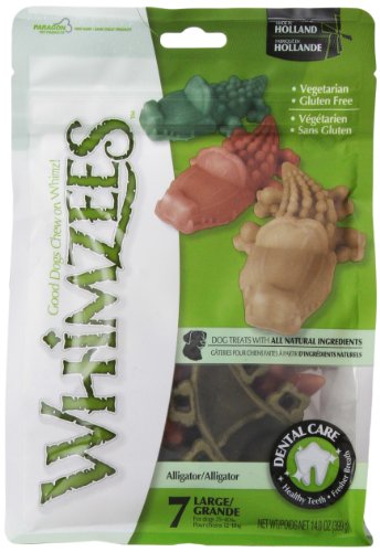 Paragon Whimzees Alligator Dental Treat for Large Dogs, 7 Per Bag