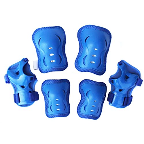 Kid's Children Cycling Roller Roller Skating Blading Palm Elbow Wrist Knee Protective Pads Blades Guard for Using with Skateboard Biking Mini Bike Riding Rollerblades and Other Extreme Sports (Blue)
