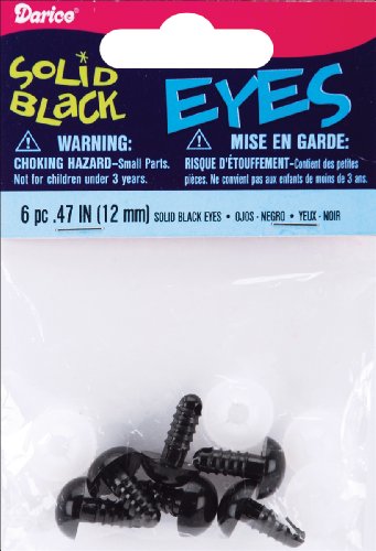 Shank Back Solid Eyes 12mm 6/Pkg-Black by Darice