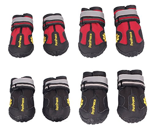 NACOCO 4 Pcs Slippery Wear-resisting Waterproof Pet Boots for Small to Large Dogs Labrador Husky Shoes