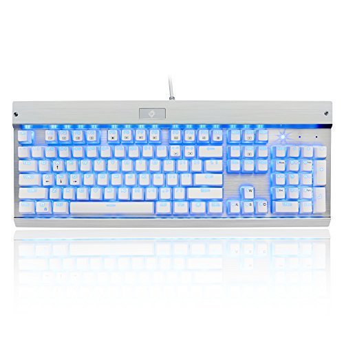 EagleTec KG011 Office / Industrial LED Backlit Mechanical Keyboard (White+Silver)