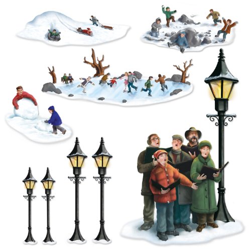 Beistle 20203 Lampposts, Carolers and Winter Fun Props for Party Decorations