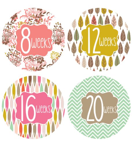 Lucy Darling Shop Pregnancy Belly Sticker - Pattern Design - Weeks 8 - 40 (12 stickers)