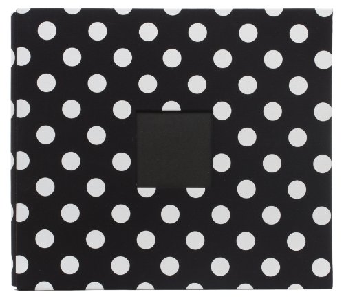 American Crafts Patterned Post Bound Scrapbooking Album, Black with White Polka Dots, 12 by 12-Inch