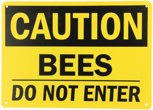 SmartSign Plastic Sign, Legend Caution: Bees Do Not Enter, 10 high x 14 wide, Black on Yellow