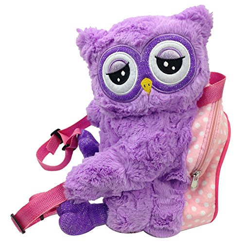 Snuggle Stuffs Girls Plush Lavender Night Owl Backpack, 15