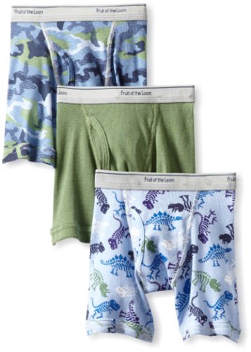 Fruit of the Loom Little Boys' Print and Solid Boxer Brief,  (Pack of 3)