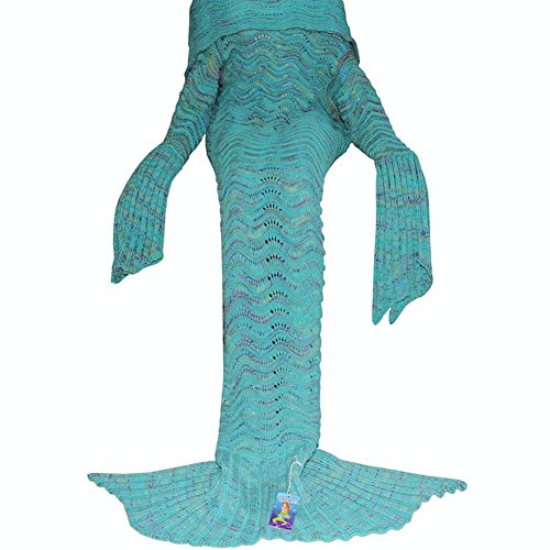 DDMY Mermaid Tail For Kids Teens Adult Handmade Wave Mermid tail Crochet Knitting Seasons Warm Soft Living Room Sleeping Bag Best Birthday Christmas gift 76.8''x31.5''