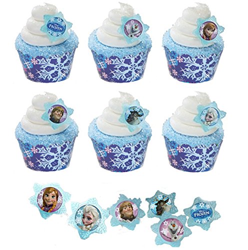 24 Disney Frozen Cupcake Rings & 24 Snowflake Cupcake Wrappers