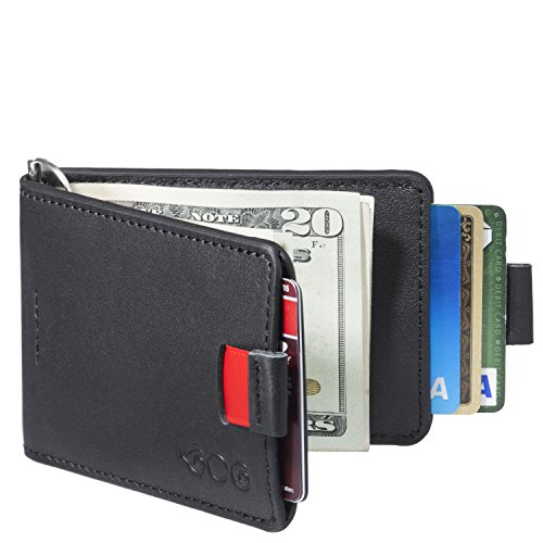 Agog™ Mens Ultra Slim Bifold Leather Wallet Pull Tab with Money Clip