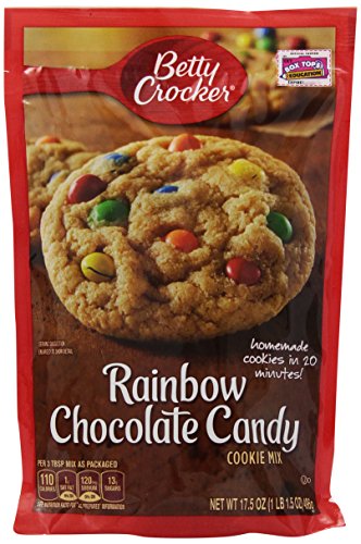 Betty Crocker Cookie Mix, Rainbow Chocolate Candy, 17.5-Ounce Pouches (Pack of 12)