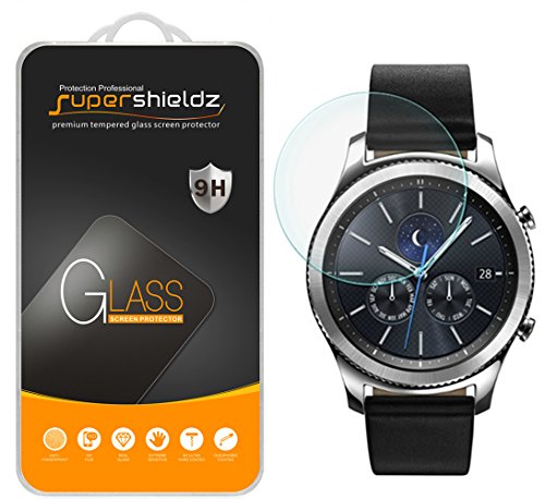 [2-Pack] Samsung Gear S3 Classic Tempered Glass Screen Protector, Supershieldz Anti-Scratch, Anti-Fingerprint, Bubble Free, Lifetime Replacement Warranty