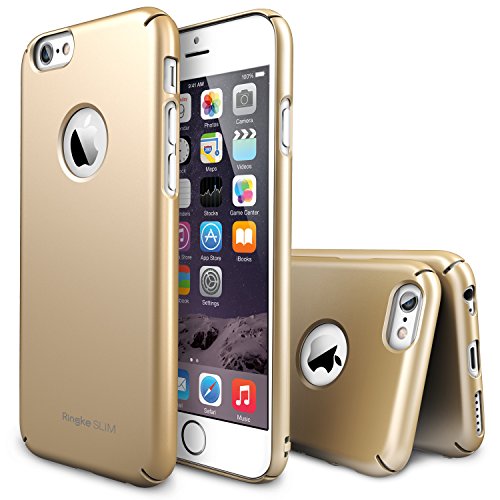 iPhone 6 Case, Ringke [Slim] Ultra Thin Cover w/ Screen Protector [Snug-Fit] Essential Side to Side Edge Coverage Superior Coating PC Hard Skin for Apple iPhone 6 4.7 (2014) - Logo Cutout Royal Gold