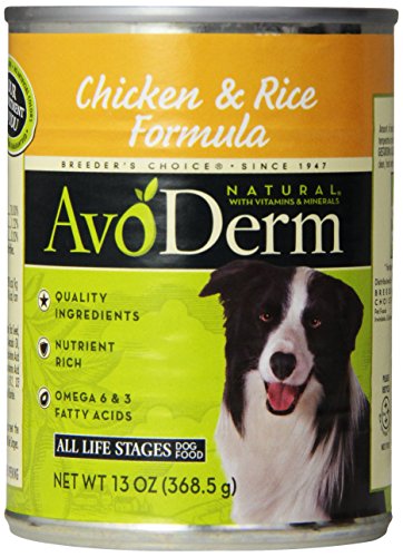 AvoDerm Natural Chicken Meal and Brown Rice Formula for Adult Dogs, 13-Ounce Cans, Case of 12