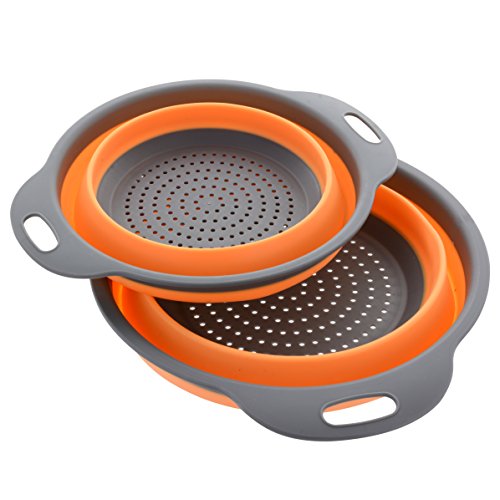 Kitchen Maestro Collapsible Silicone Colander/Strainer. Includes 2 Sizes 8 and 9.5 inch.