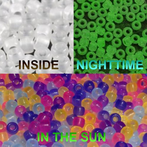 Goodlucky365 1000 Uv Multi Color Changing Reactive Plastic Pony Beads - Also Glows in the Dark