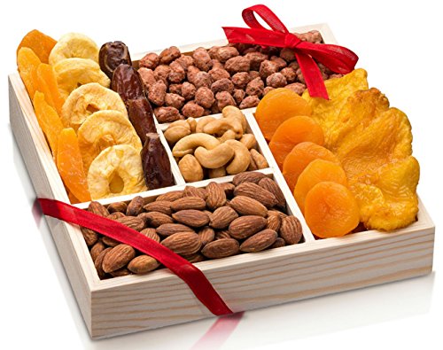 Freshly Roasted Nuts dried fruit Gift Basket, Nut Gift Tray 5 section (Jumbo) Gift Tray