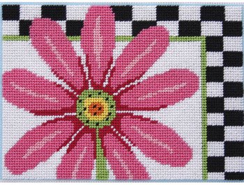 Pink Daisy & Checks - Needlepoint Kit
