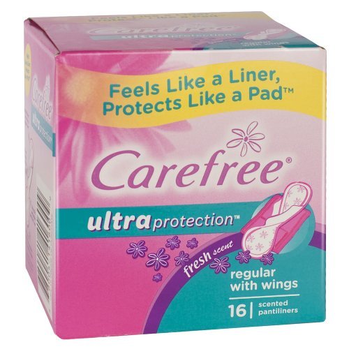 Carefree Ultra Protection Pantiliners with Wings Fresh Scent 16-Count