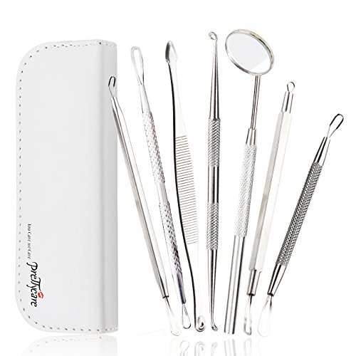 PrettyCare Blackhead and Pimple Remover Kit ( Mirror In the 7 tools ) Facial Pimple Comedone Extractor Tool, Best Acne Removal Treatment for Impurities,Blemish, Whitehead Popping, Zit Removing