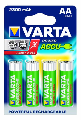 Varta Power Accu 2300 mAh Ready2Use Rechargeable AA Batteries - 4-Pack