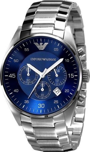Emporio Armani Men's AR5860 Silver Stainless-Steel Quartz Watch with Blue Dial