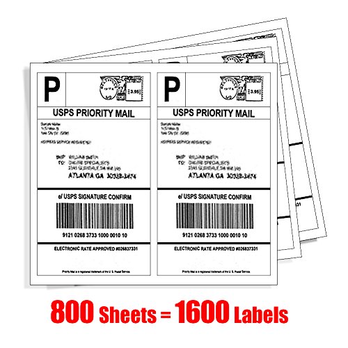 1600 Half Sheet Laser/Ink Jet Shipping Labels USPS Mailing Labels