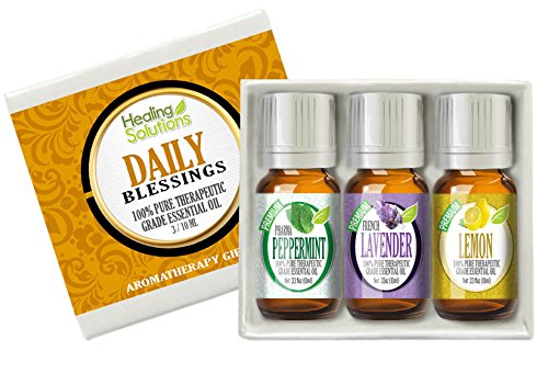 Daily Blessing Set 100% Pure, Best Therapeutic Grade Essential Oil Kit - 3/10mL (Lavender, Lemon, and Peppermint)