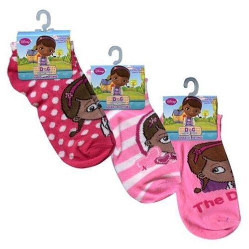 Disney Doc McStuffins Ankle Socks Girls Size 6-8 - 3 Pack (Assorted Styles)