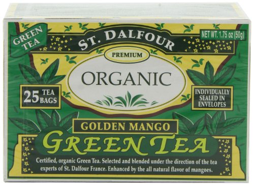 ST. DALFOUR Green Tea, Golden Mango, 25-Count Tea Bags (Pack of 6)