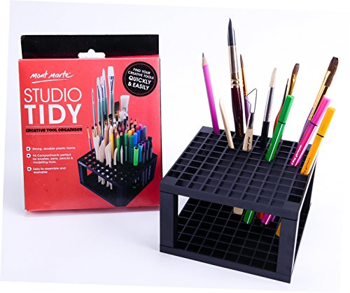Mont Marte Painting Pencil Holder Case Brush Box DIY Pen Shelf for Studio Tidy