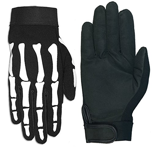 Hot Leathers Skeleton Mechanic Gloves (Black, Large)